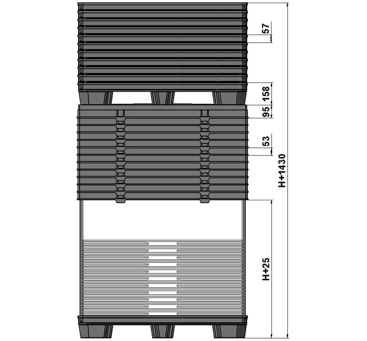 CONTAINER BOX TP 1200x800 or 1200x1000 9 feet or 3 runners standar return system