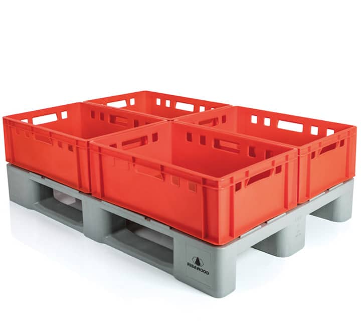 H1 type pallets with E2 crates l meat sector
